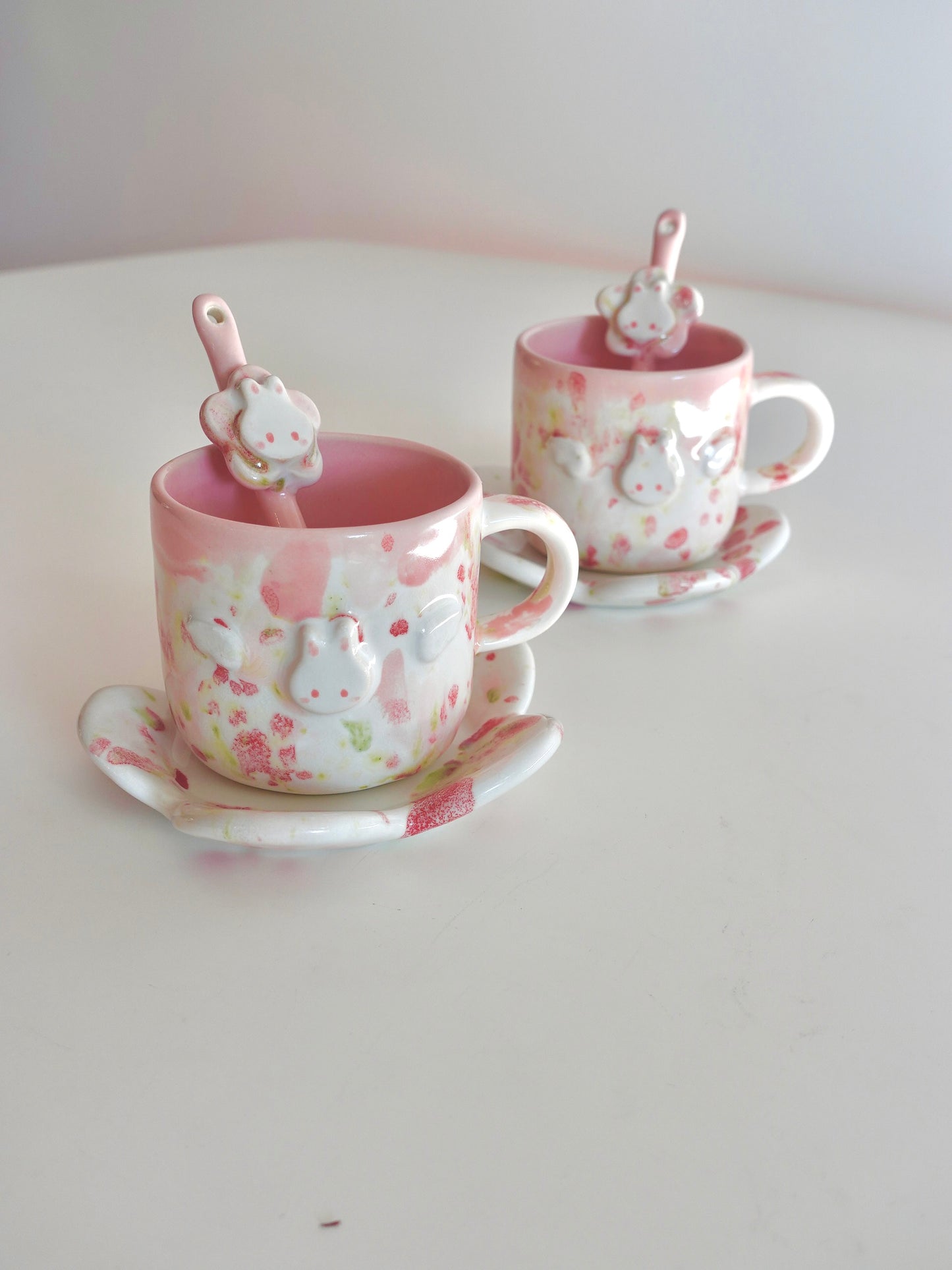 Strawberry Pink Bunbun Cup and Plate Set