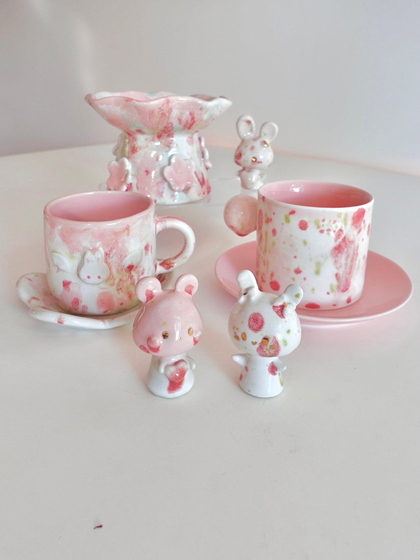 Strawberry Pink Bunbun Cup and Plate Set