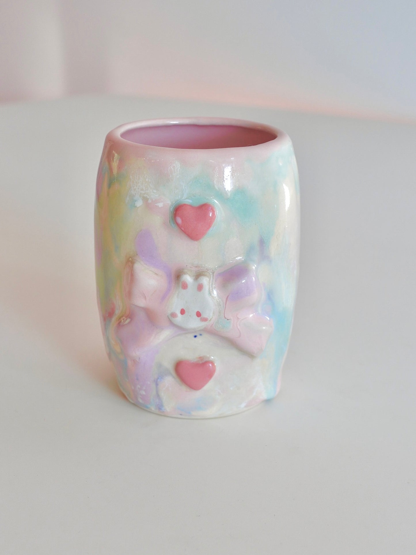 Pastel Drippy Bun and Bow Tumbler 1