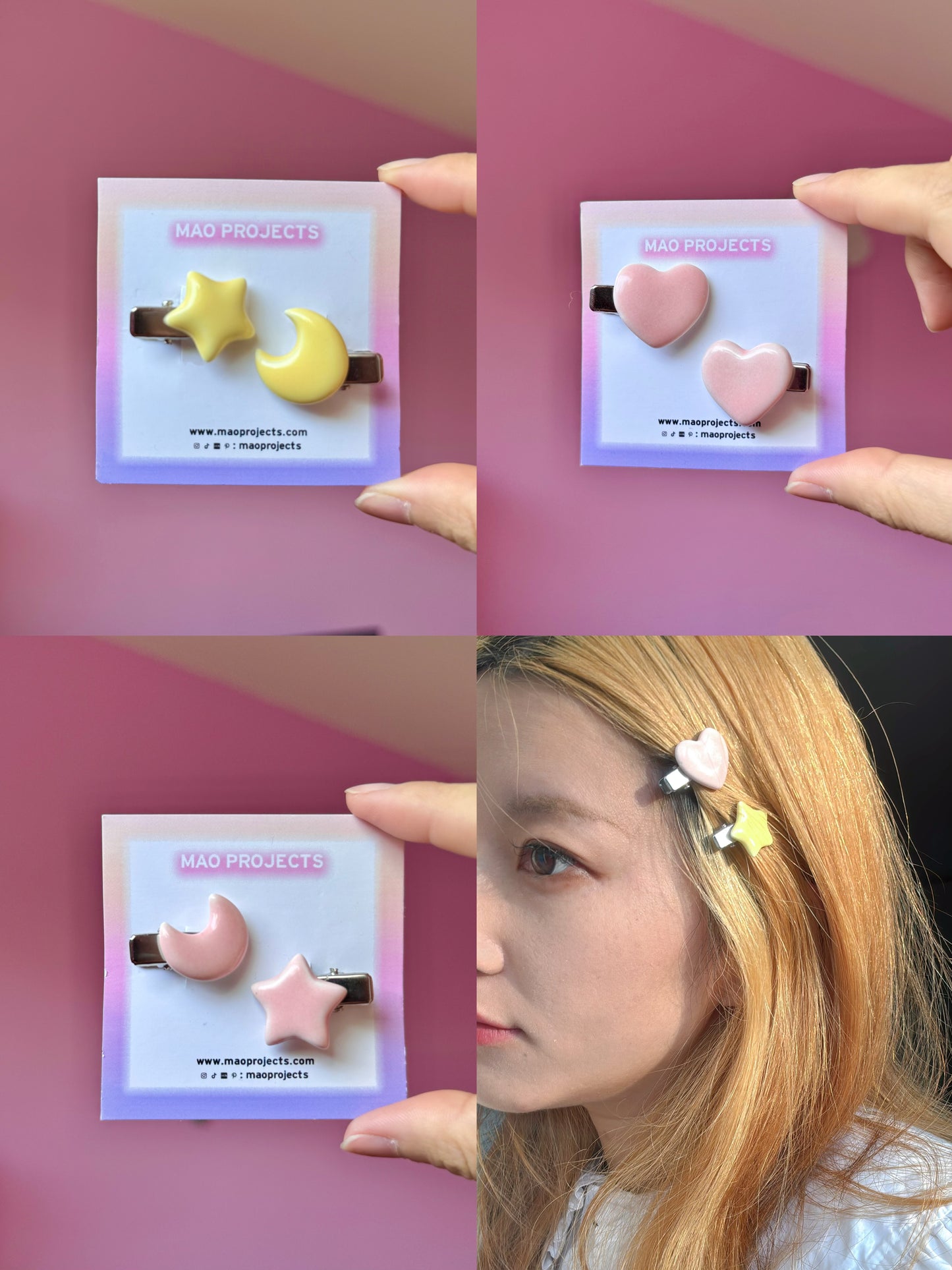 Pink Hearts Hair Clip