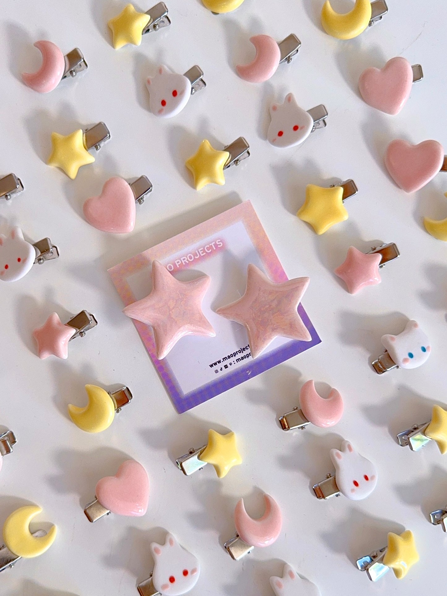 Pink Lustre Stars Hair Clip