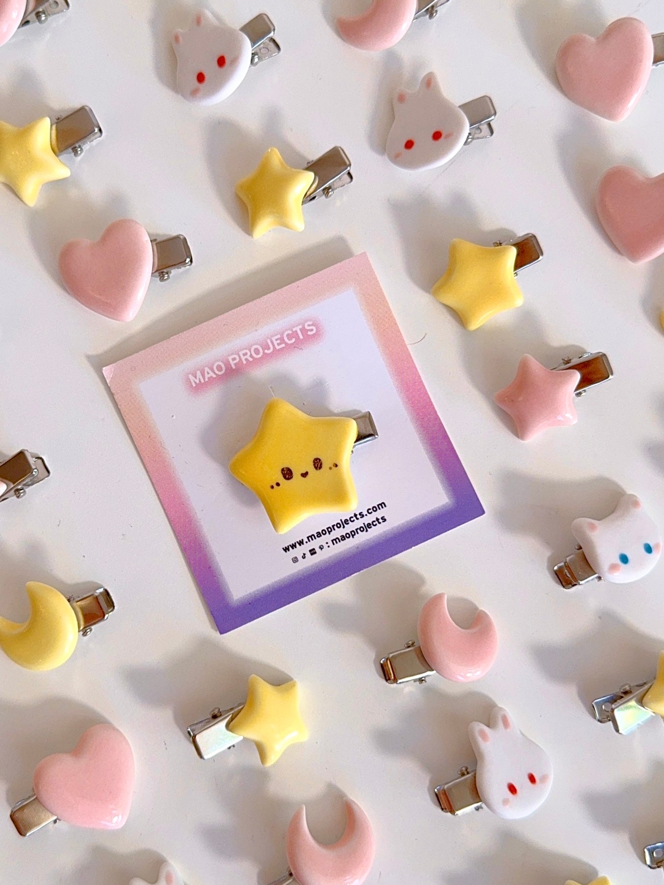 Yellow Lustre Star Hair Clip