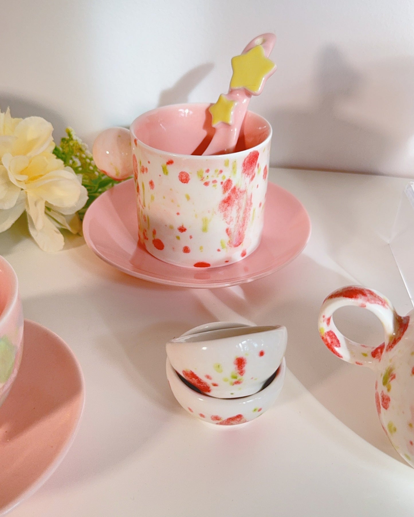 Strawberry Ball Handle Mug and Plate Set
