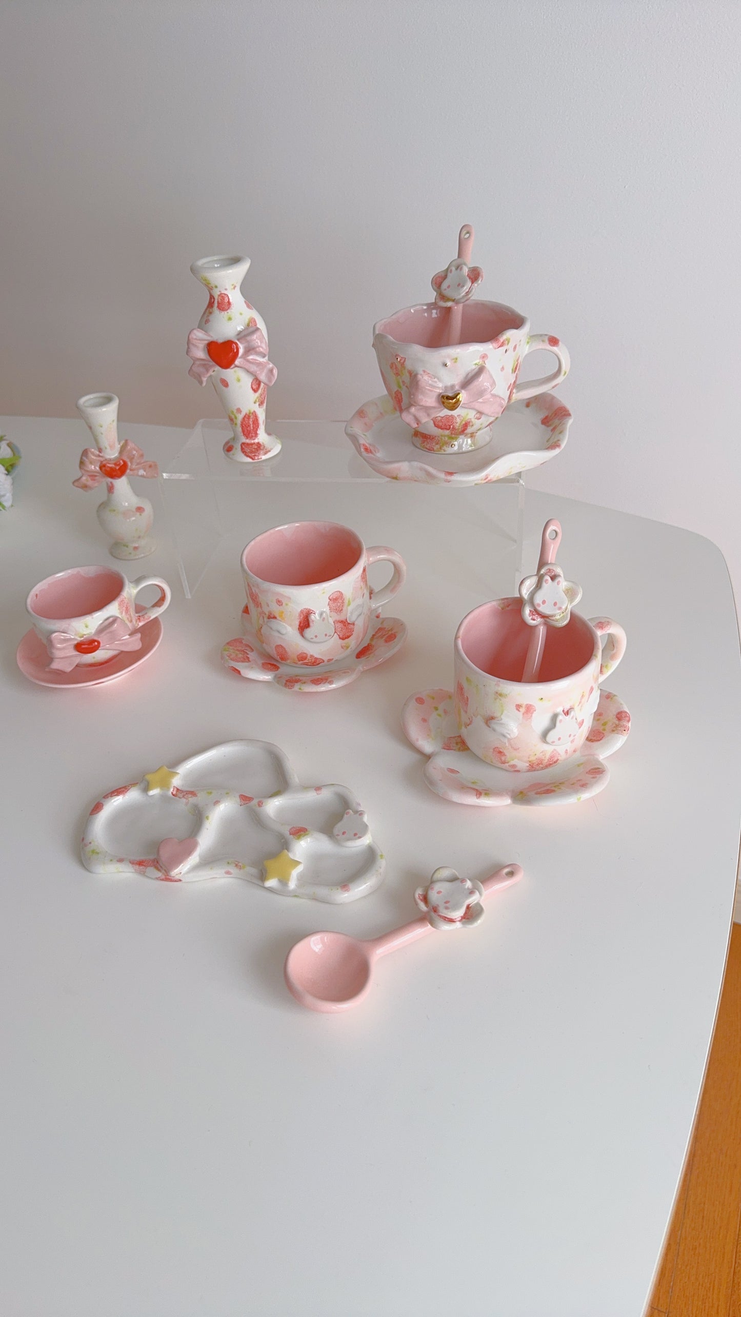 Strawberry Pink Bunbun Cup and Plate Set