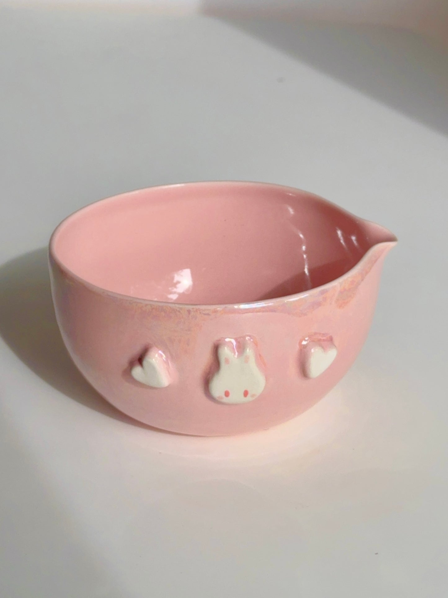 Pink Bun Bun Hearts Matcha Bowl