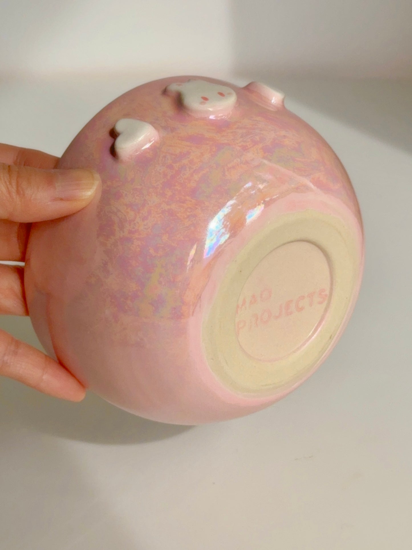 Pink Bun Bun Hearts Matcha Bowl
