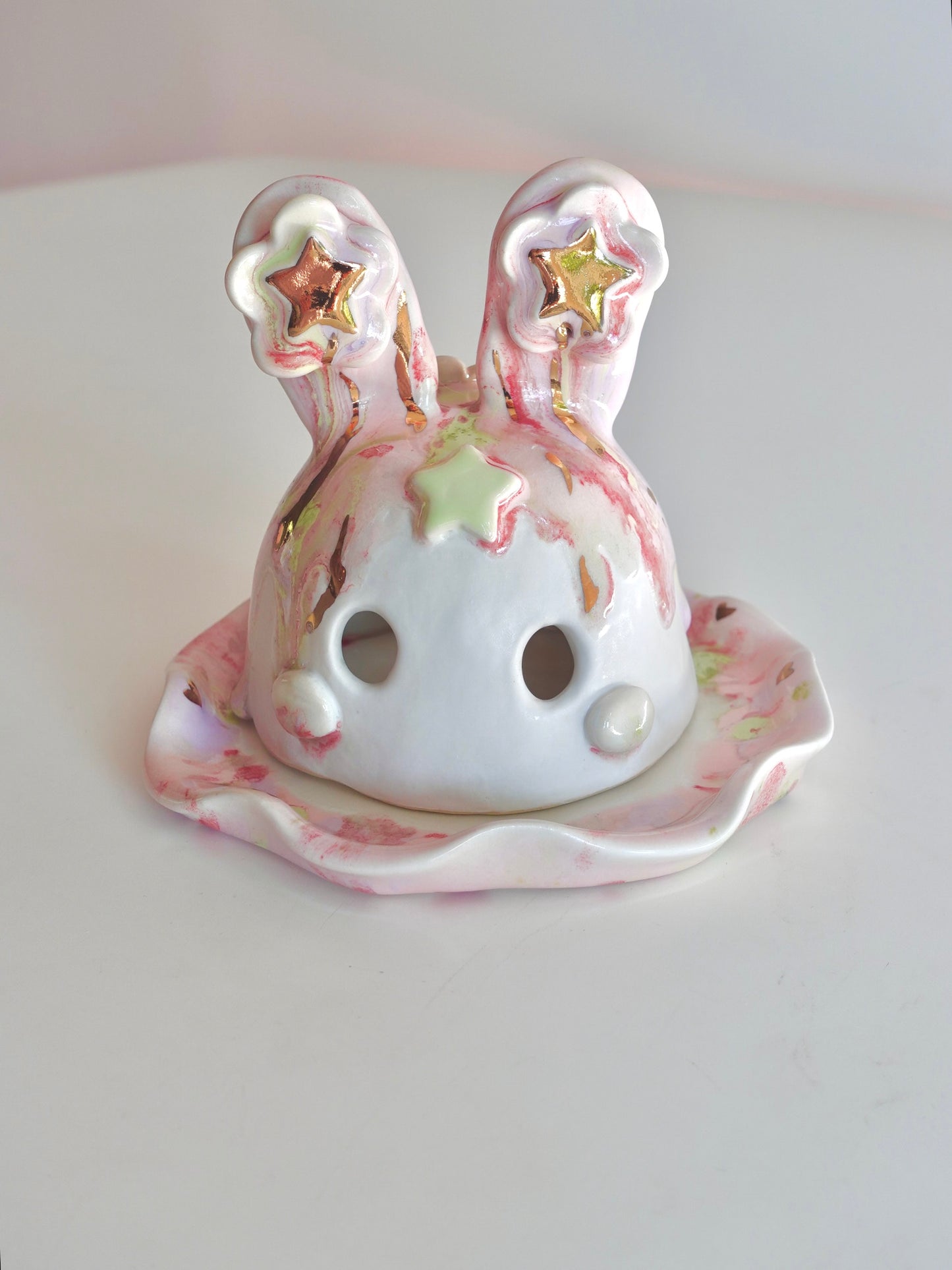 Drippy Pastel and Gold BunBun Candle/Incense Holder
