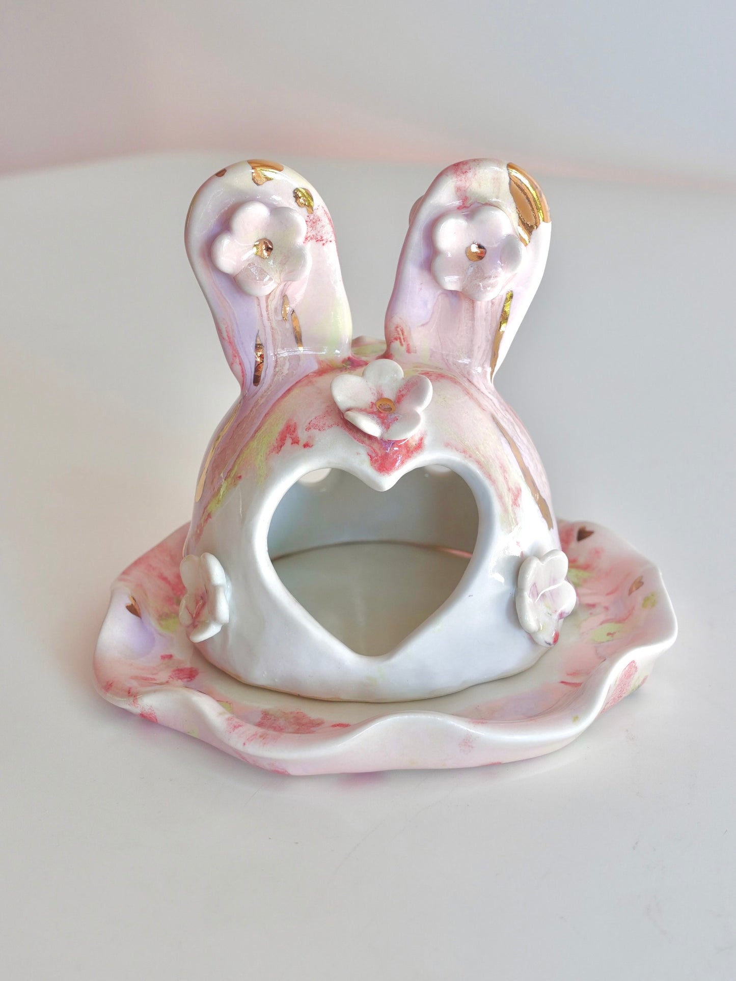 Drippy Pastel and Gold BunBun Candle/Incense Holder