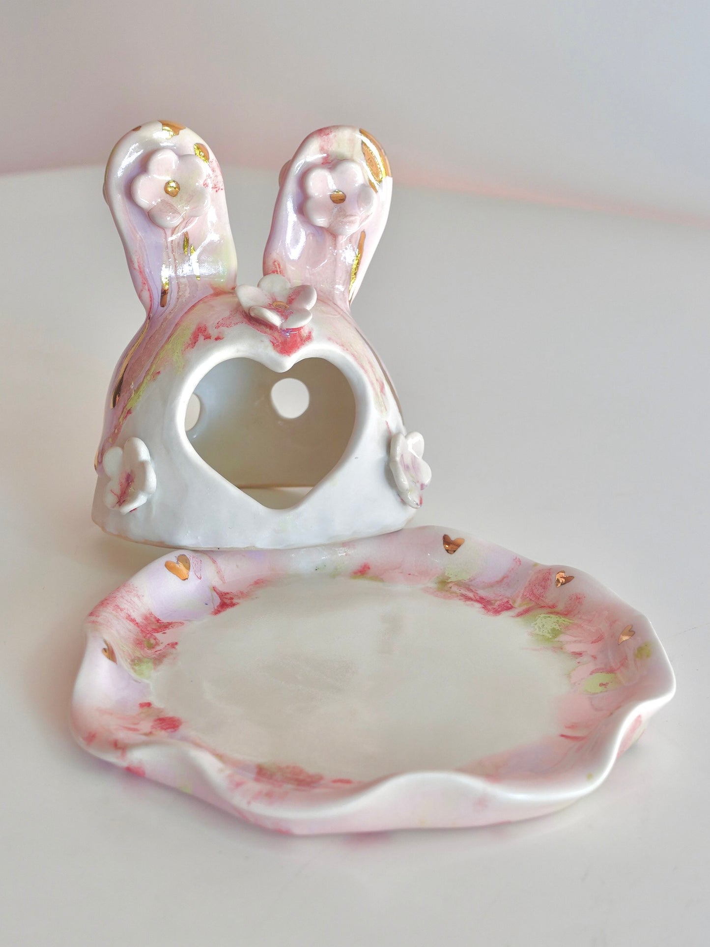Drippy Pastel and Gold BunBun Candle/Incense Holder