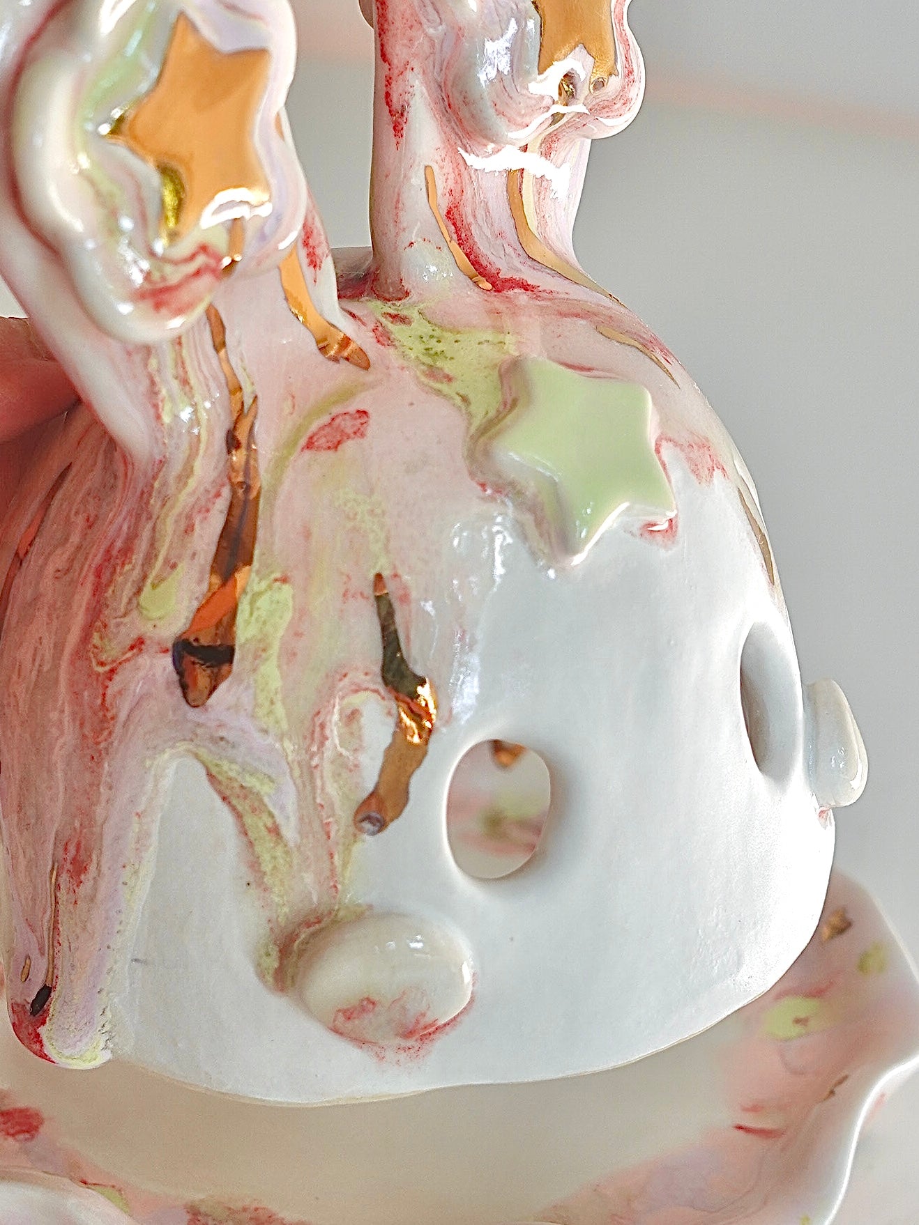 Drippy Pastel and Gold BunBun Candle/Incense Holder