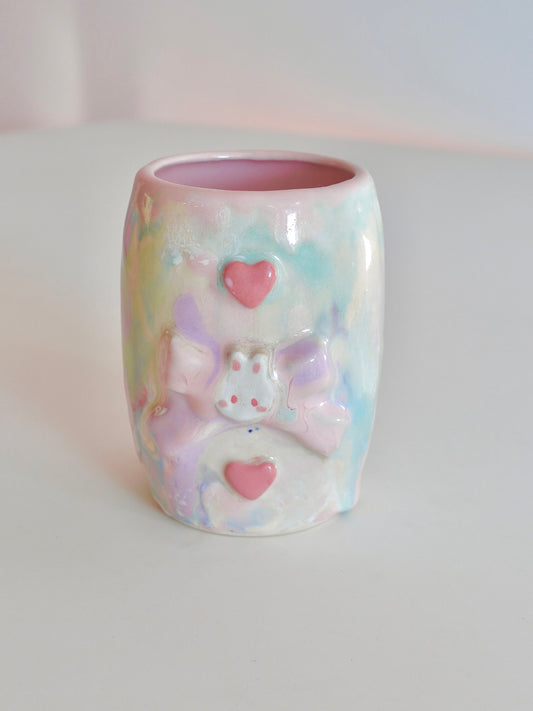 Pastel Drippy Bun and Bow Tumbler 1