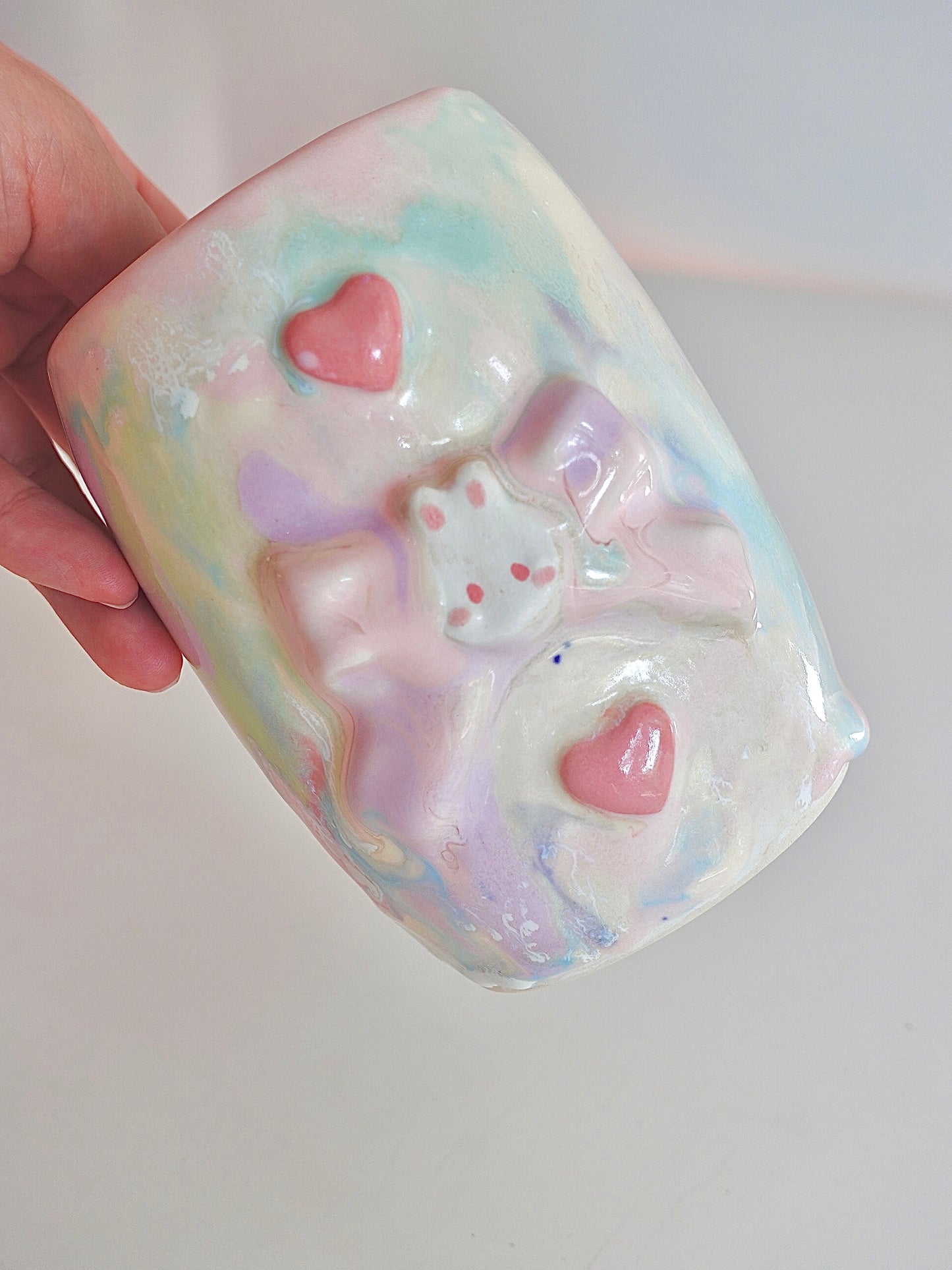 Pastel Drippy Bun and Bow Tumbler 1