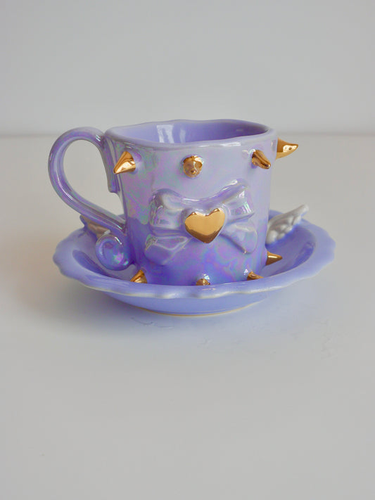 Lustre Lavender Heart Spike Mug