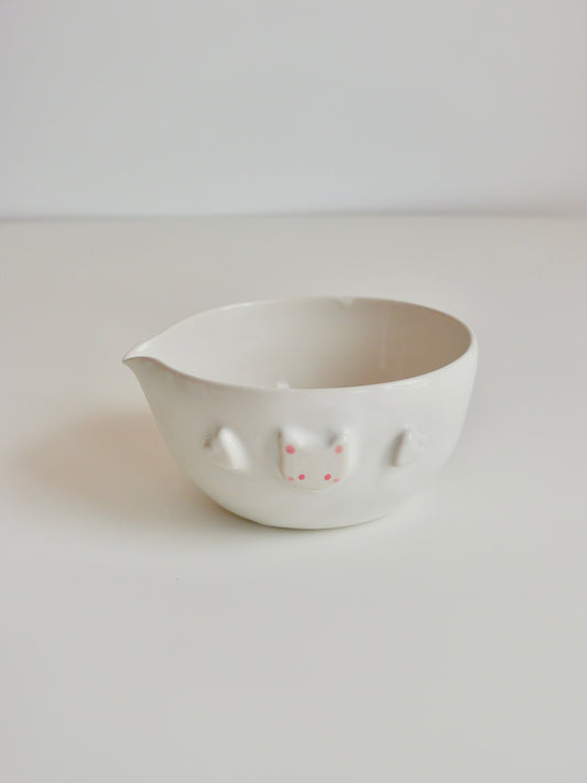 White Mimi Hearts Matcha Bowl