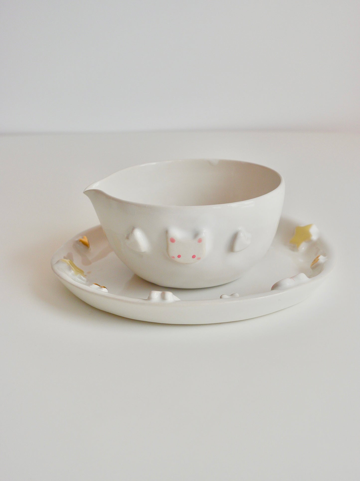 White Mimi Hearts Matcha Bowl