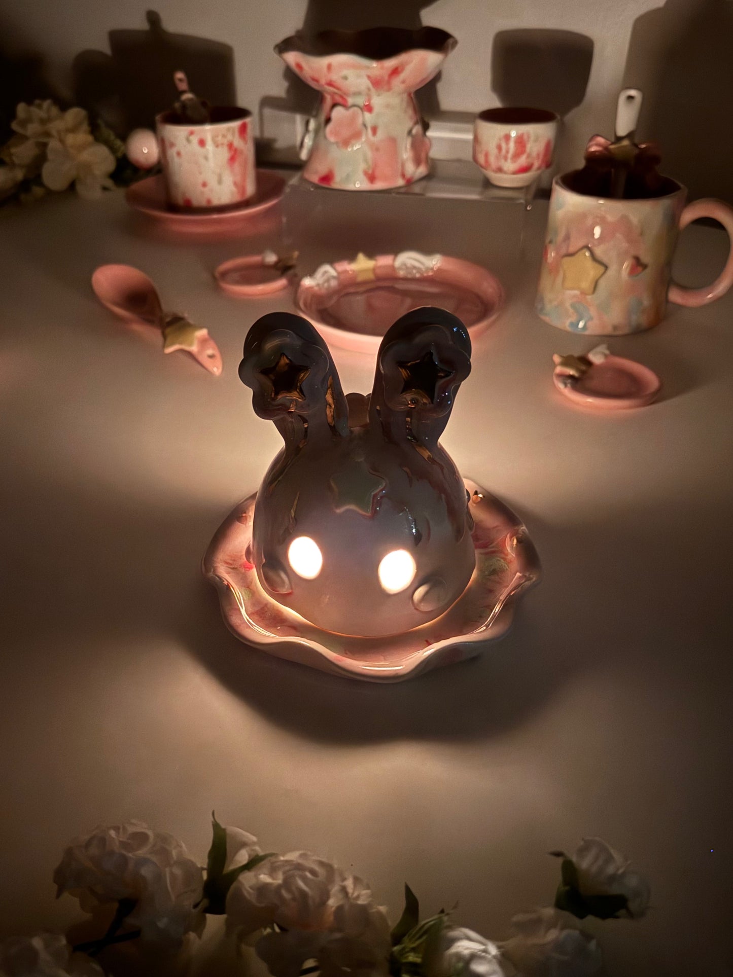 Drippy Pastel and Gold BunBun Candle/Incense Holder