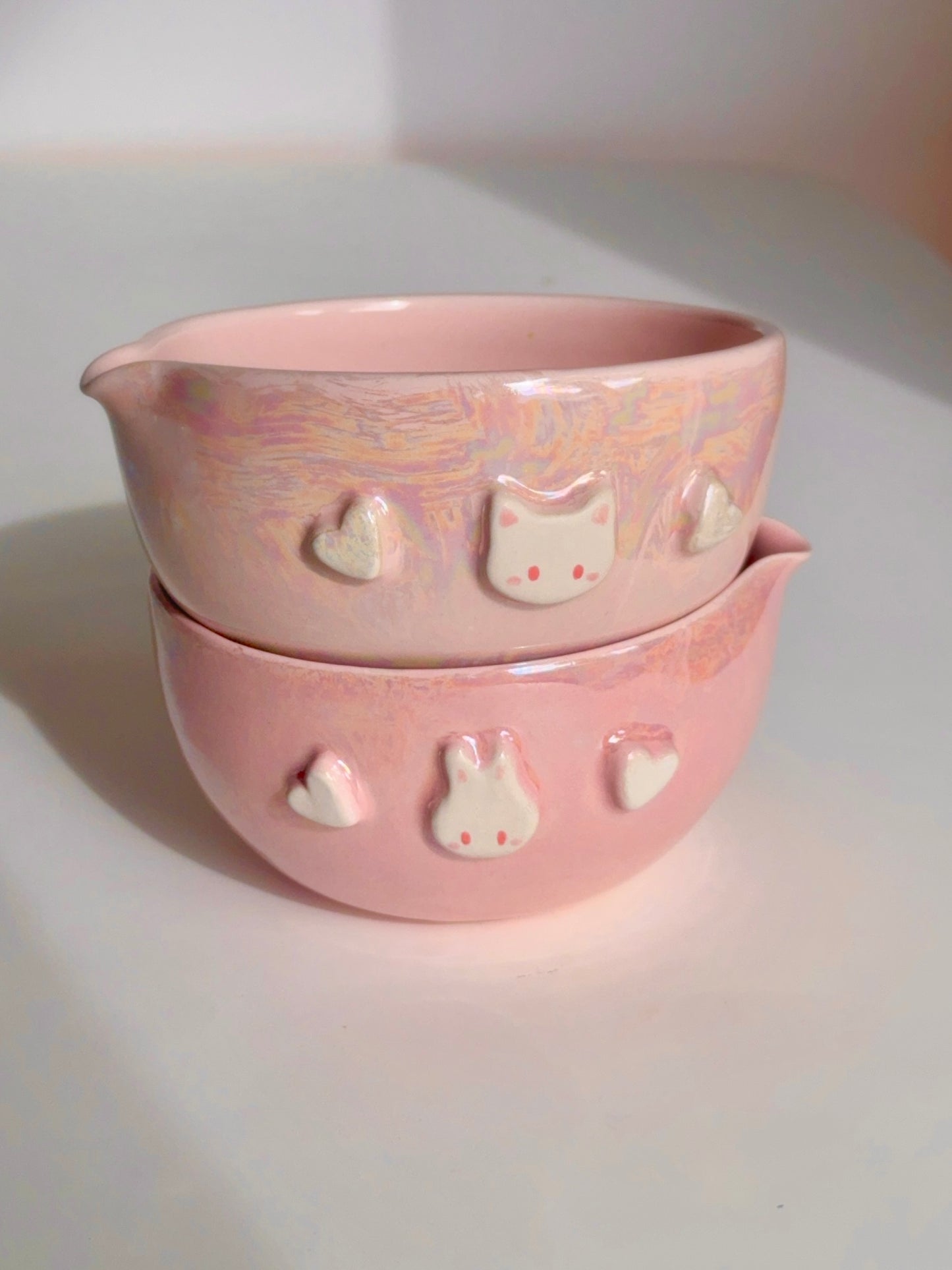 Pink Mimi Hearts Matcha Bowl