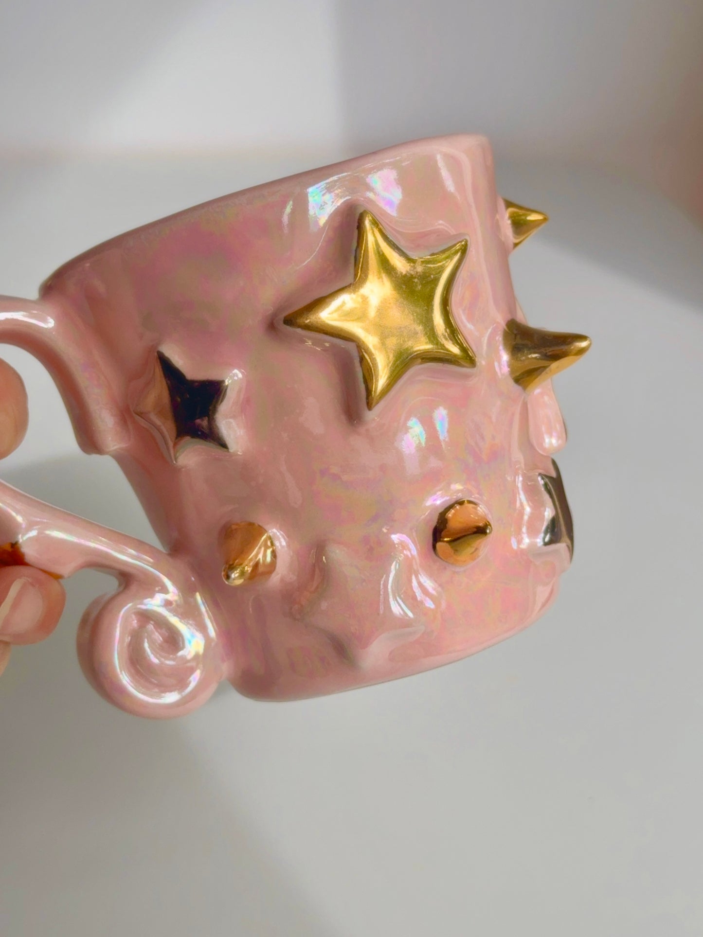 Lustre Pink Star Spike Mug