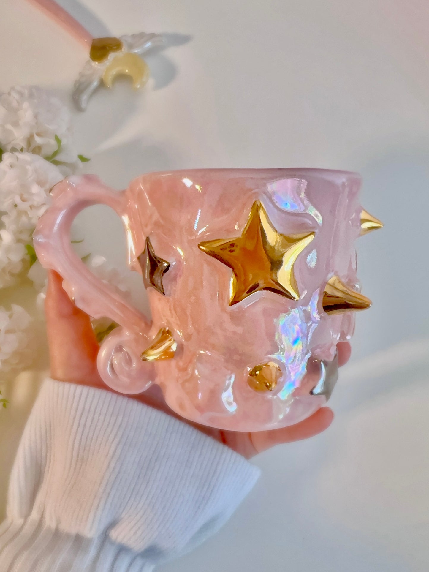 Lustre Pink Star Spike Mug