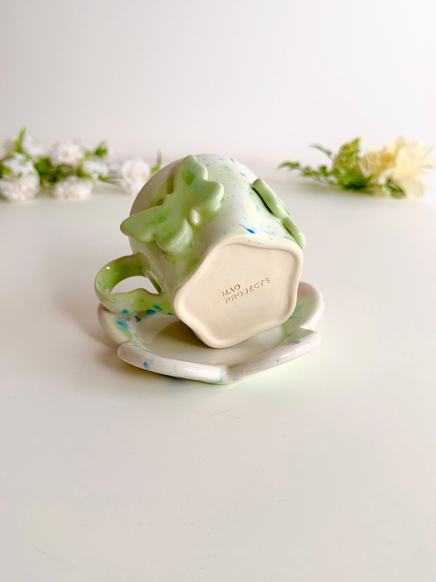 Light Green Butterfly Cup, Plate