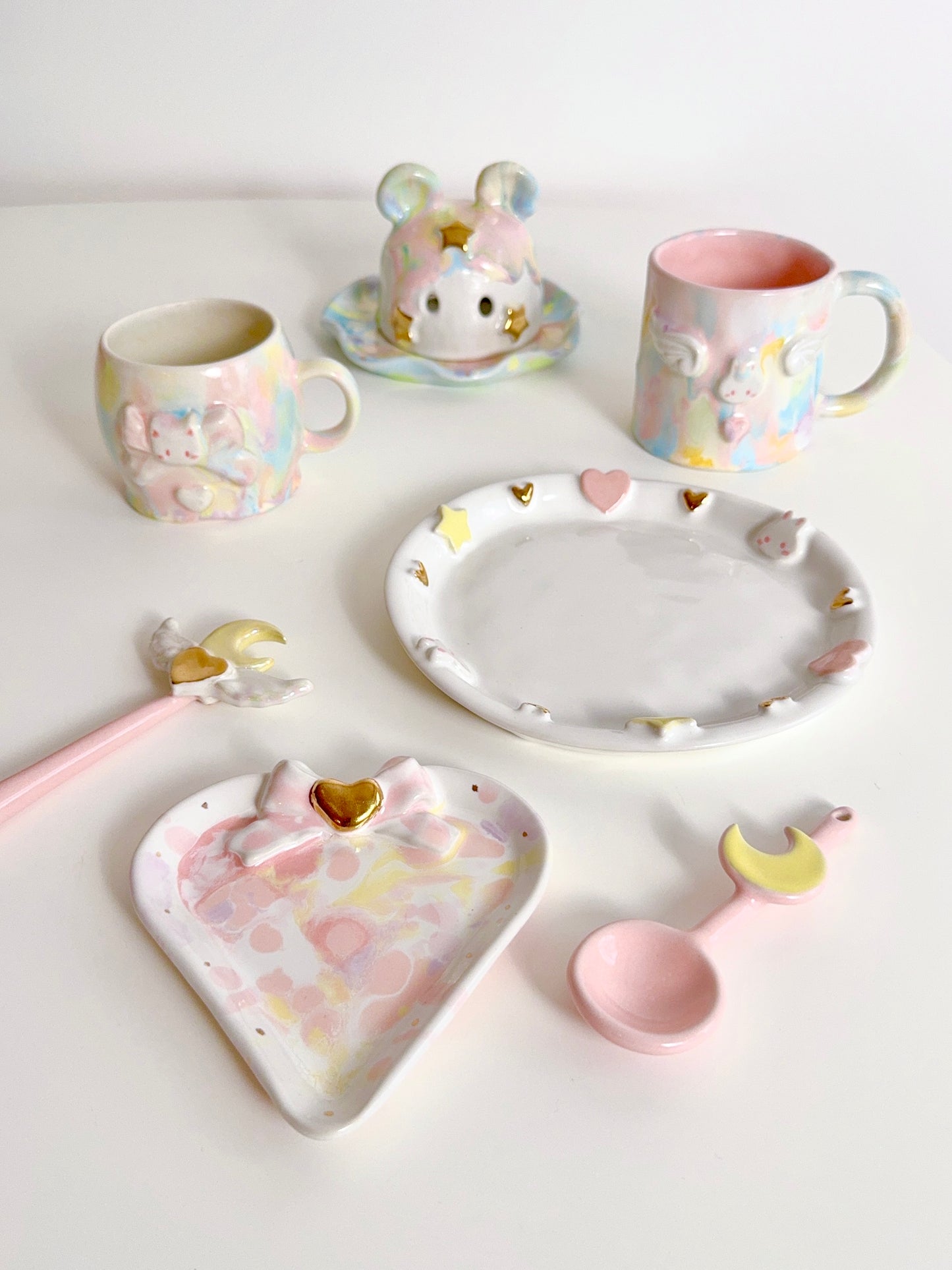 Drippy Mimi Bow and Hearts Mug - pink