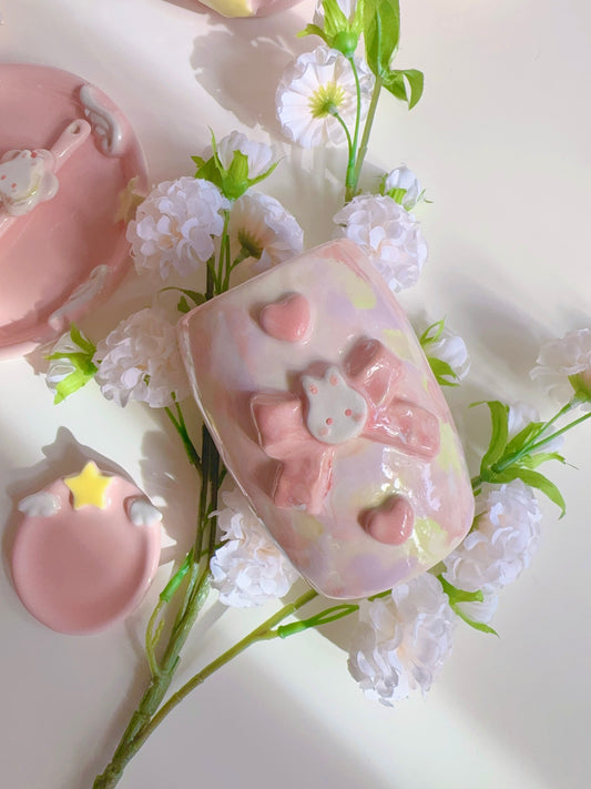 Pastel Drippy Bun and Bow Tumbler 3