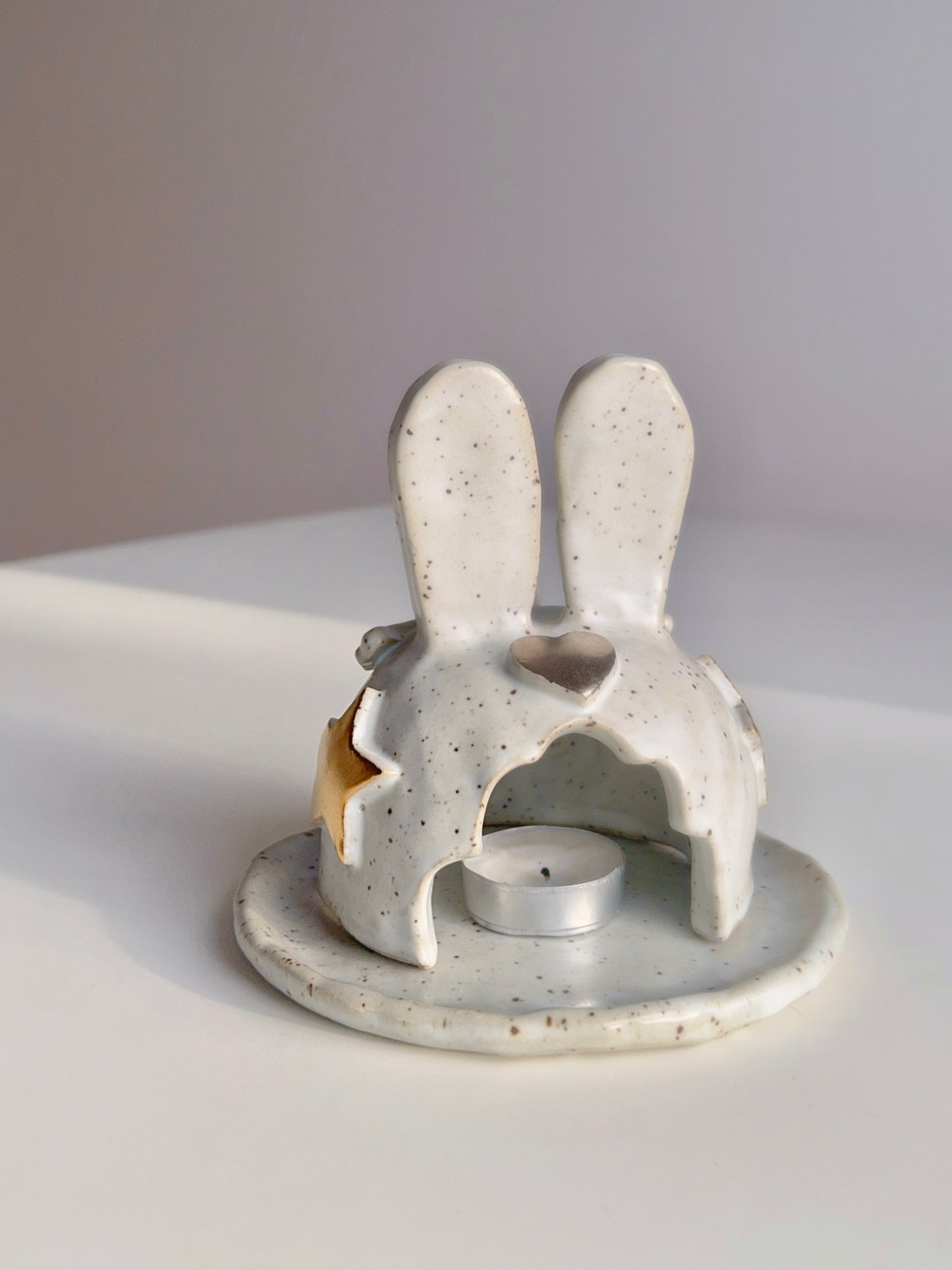 Speckled Matte and Gold BunBun Candle/Incense Holder