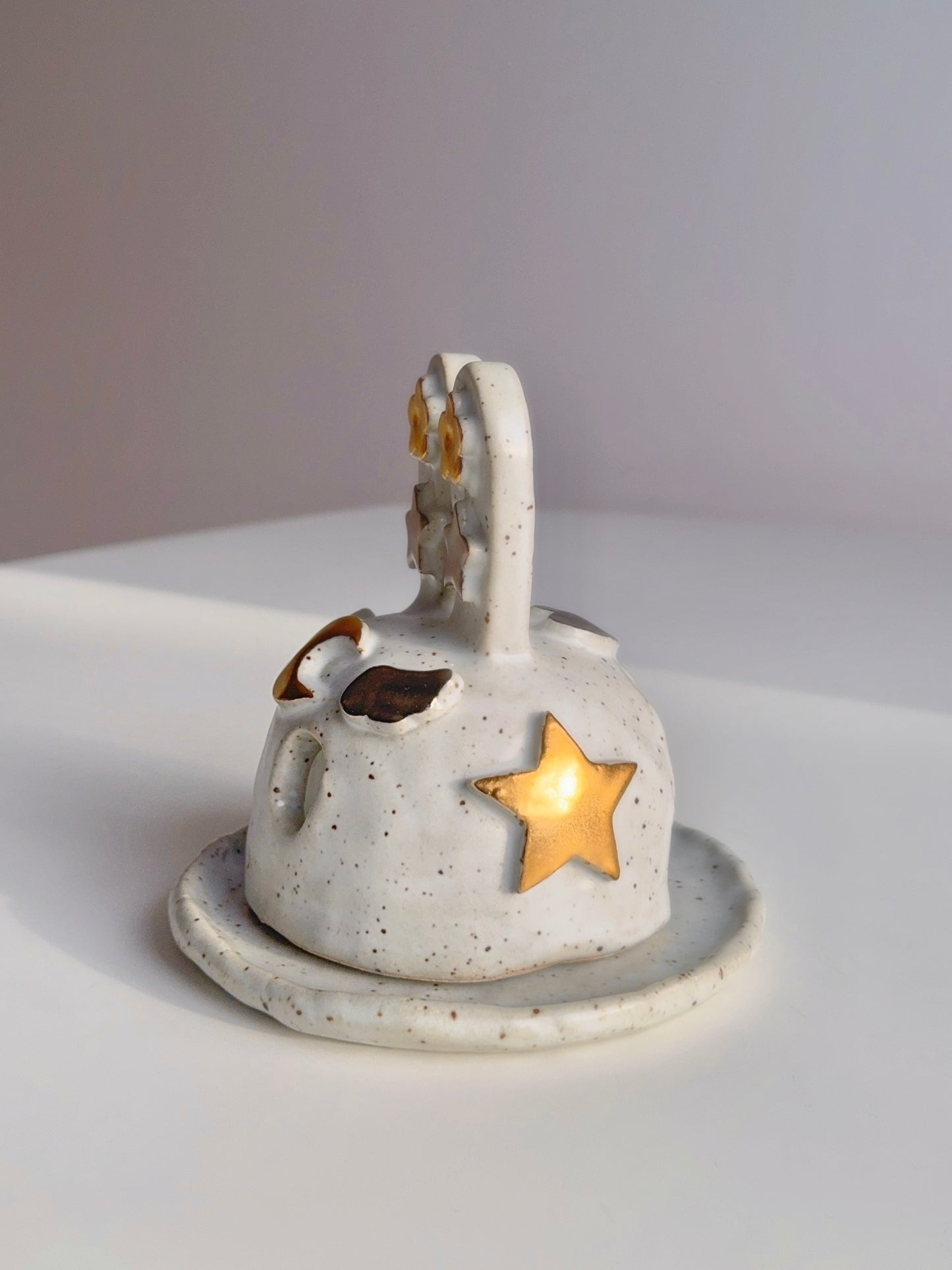 Speckled Matte and Gold BunBun Candle/Incense Holder