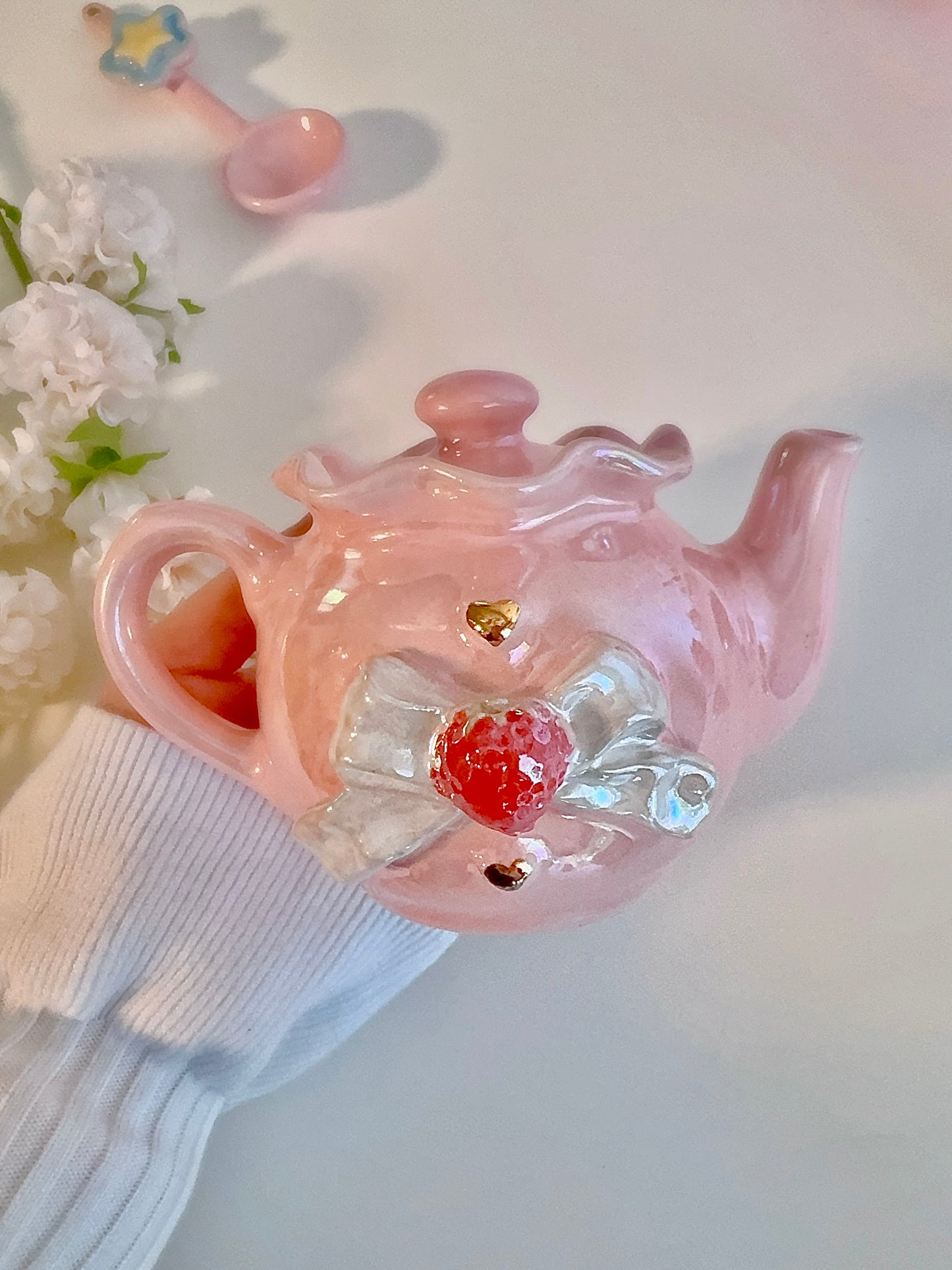 Pink Strawberry Bow Tea Set