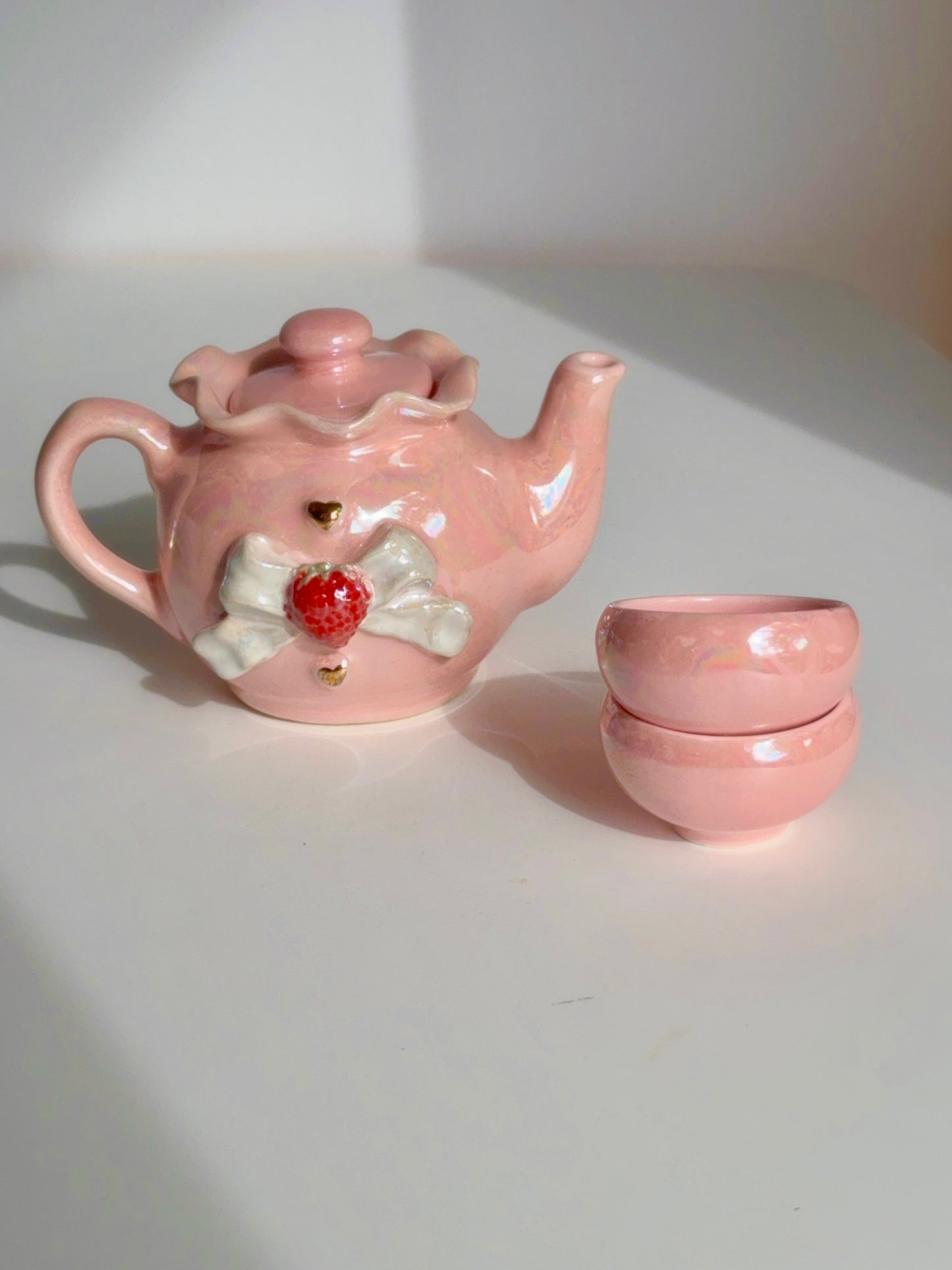 Pink Strawberry Bow Tea Set