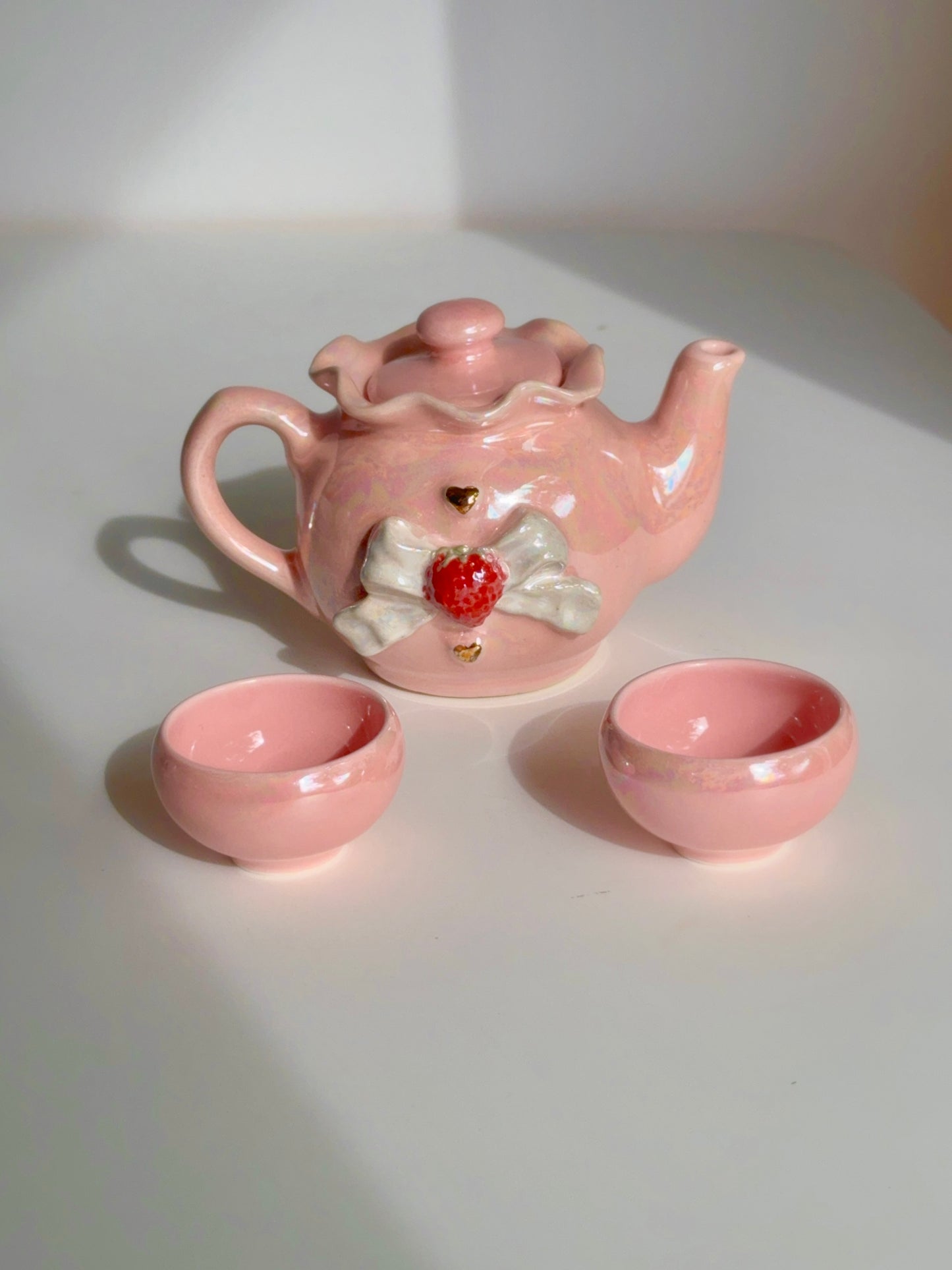 Pink Strawberry Bow Tea Set